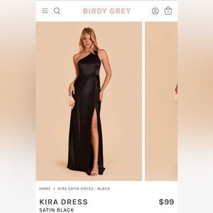 Birdie Grey Kira Satin Black Dress, size small